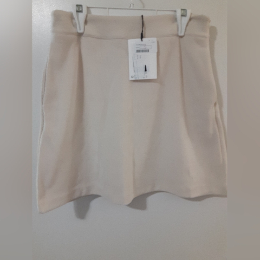 ICHI Ribbed Cream Skirt Small NWT